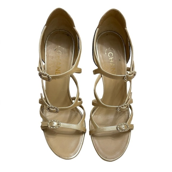 Chanel 2017 Cruise Multi-strap Buckle Two Toned Logo Quilted Caged Heels Sandals - Picture 5 of 11